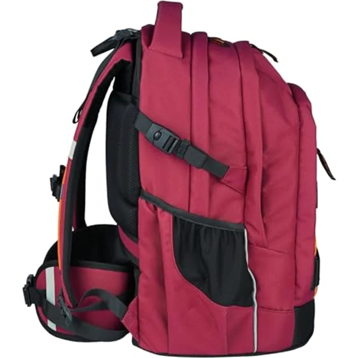 McNeill Schulranzen Luca 2.0, 2-tlg. Set in bordeaux-orange mit 3 Hauptfächern und ergonomischem Rückensystem, 28 l Volumen – Bild 3