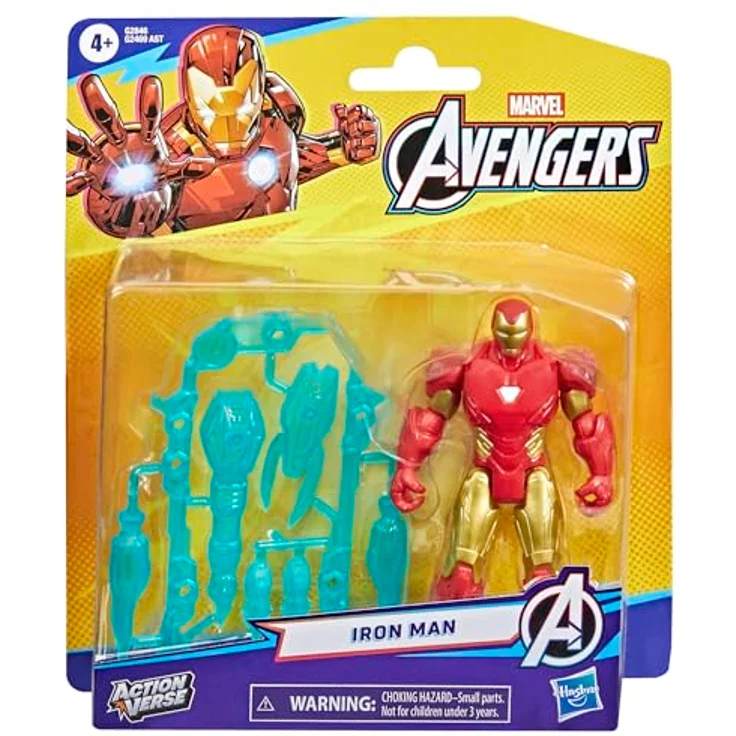 AVENGERS Marvel Avengers ActionVerse Iron Man Action-Figur (11,4 cm), 9 Bewegungspunkte, mit 5 abnehmbaren blauen Accessoires für Kinder ab 4 Jahren – Bild 2