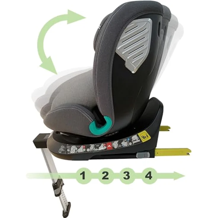 XOMAX G409, Autokindersitz grau mit ISOFIX, 360° Drehfunktion, geeignet von 0-36 kg (ab Geburt bis 12 Jahre), gepolstert mit Seitenaufprallschutz – Bild 3