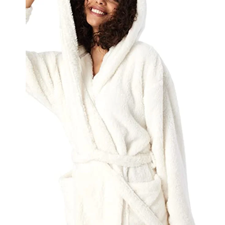 Schiesser Bademantel Teddy Fleece, Synthetik, Comfort Fit, 90 cm Länge - Damen, grau – Bild 4