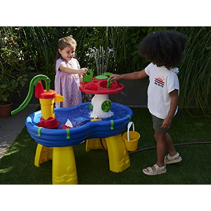 AquaPlay Wassertisch - großes Outdoor-Wasserspiel (100 x 58 x 90 cm) für Kinder ab 3 Jahre, Wasserspielzeug mit Handpumpe, Schlauchanschluss, Spritzfunktion und Zubehör – Bild 2