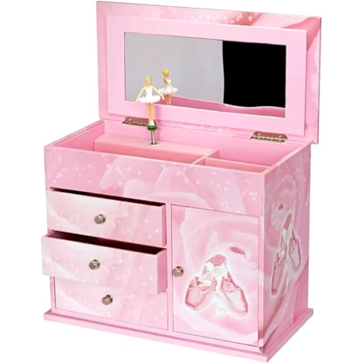 Trousselier Spieluhr Schmuckkommode mit Musik, Ballerina und drei Schubladen, rosa – Bild 3