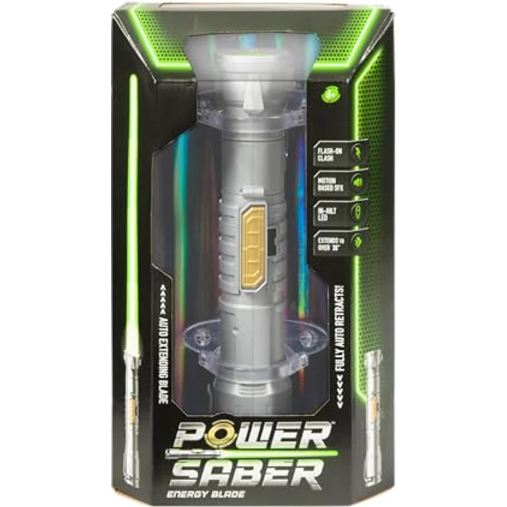 Goliath POWER SABER Grün - Automatisch Ausziehbares und Einziehbares Laserschwert für Kinder ab 6 Jahren, Realistisches Laserspielzeug, Intergalaktischer Kampf, 30cm/ ausgezogen 90cm, Offene Box – Bild 1