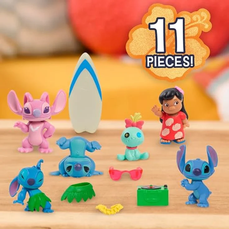 Just Play Stitch Movie Collectible 7 Figure Pack, 11-teiliges Spielzeugset mit 6 Figuren und 5 Zubehörteilen, ab 3 Jahren – Bild 2