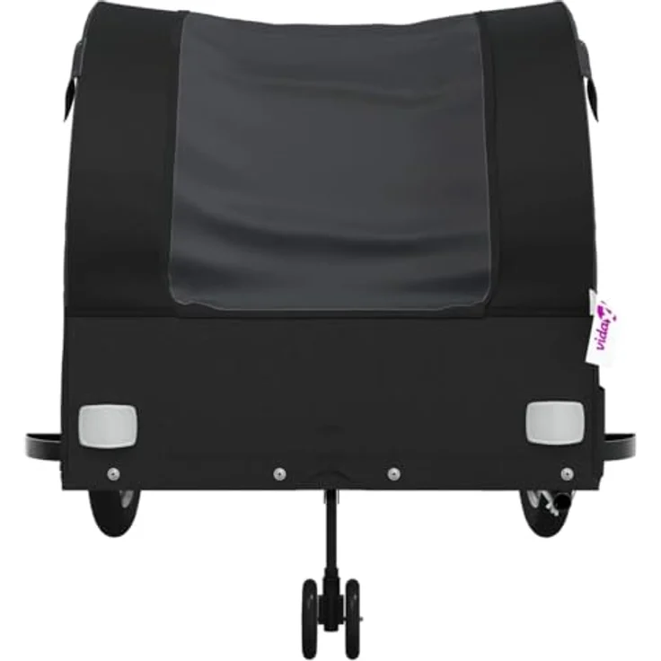 vidaXL Fahrradkinderanhänger Fahrradanhänger Schwarz 45 kg Eisen, Robuster Lastenanhänger mit Deichsel und Sicherheitsflagge – Bild 6