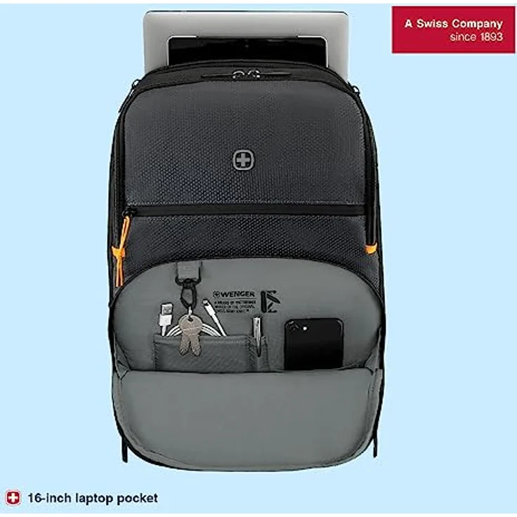 WENGER NEXT 23, Move, Gravity Black, Schwarz, 33cm x 45cm x 21cm, Schwarzer Rucksack – Bild 3