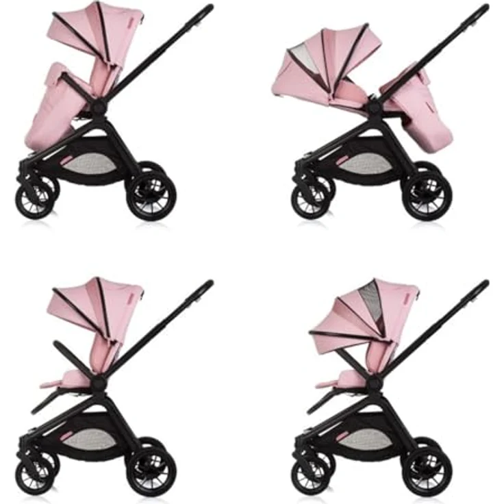 Chipolino Kombikinderwagen Magnum 3 in 1, Babywanne, Sportsitz und i-Size Babyschale, Farbe: rosa – Bild 5