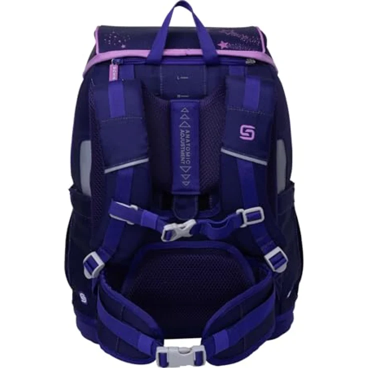 Schneiders Ergoplus 2in1 Schulranzen Set, 7-teilig, 22L, mit LED-Leuchtstab, ergonomischem Design und reflektierenden Bereichen, violett – Bild 4