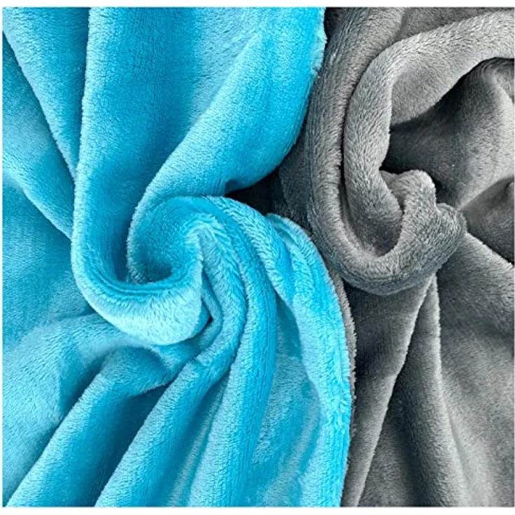heimtexland ® Teddy Flanell Wende Bettwäsche Bettbezug Set 80x80 I 135x200 Plüsch Bezug Cashmere Touch Typ751 Petrol Grau – Bild 2