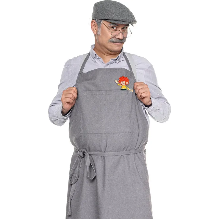 Maskworld Pumuckl – Meister Eder Kostüm, Grau mit Schreinerschürze, Schiebermütze und Brille, One Size