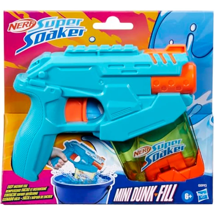 Super Soaker Nerf Mini Dunk-Fill Wasserblaster, transparenter Tank mit 100 ml Kapazität für sofortige Befüllung – Bild 2