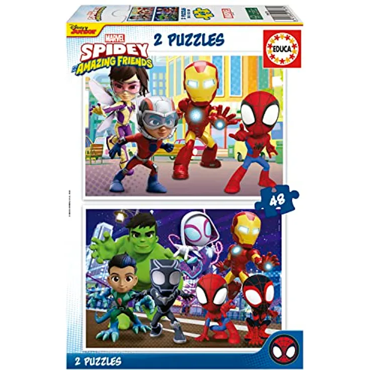 Educa - Puzzle 2x48 Teile für Kinder ab 4 Jahren | Spidey und Seine Super-Freunde, FSC-zertifiziertes Kinderpuzzle, Marvel, Spiderman (19678)