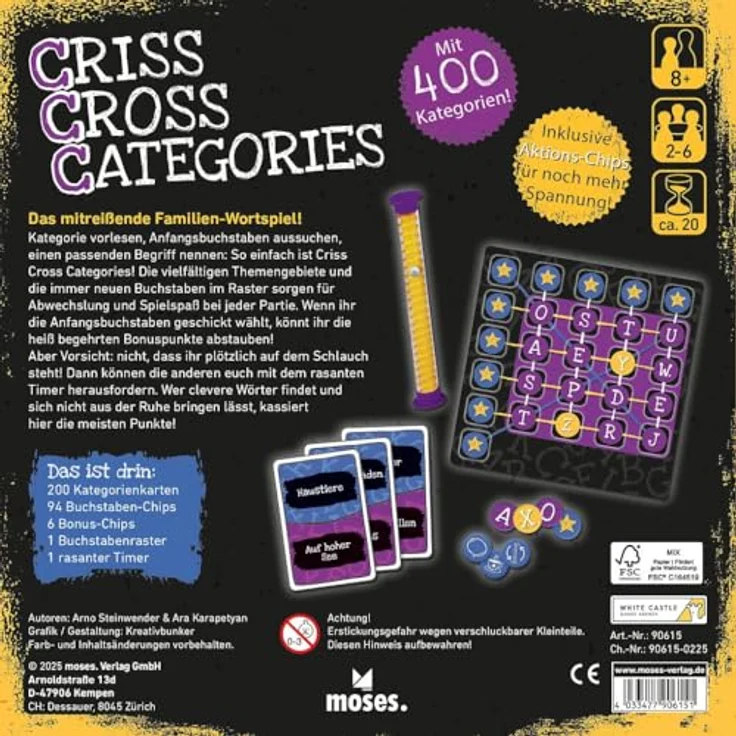 Sonstige Verlage Criss Cross Categories, Familien-Wortspiel mit 200 Karten und Timer – Bild 2