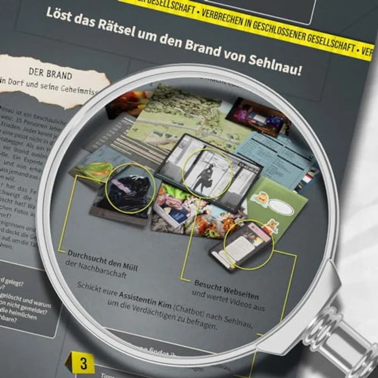 MAGNIFICUM Krimispiel: Der Brand - EIN Dorf und Seine Geheimnisse, Detektivspiel, Escape Room Spiel für Erwachsene, Realitätsnahes Krimispiel für zu Hause, barrierefrei für Menschen ohne Gehör, von echten Kriminologen getestet – Bild 3