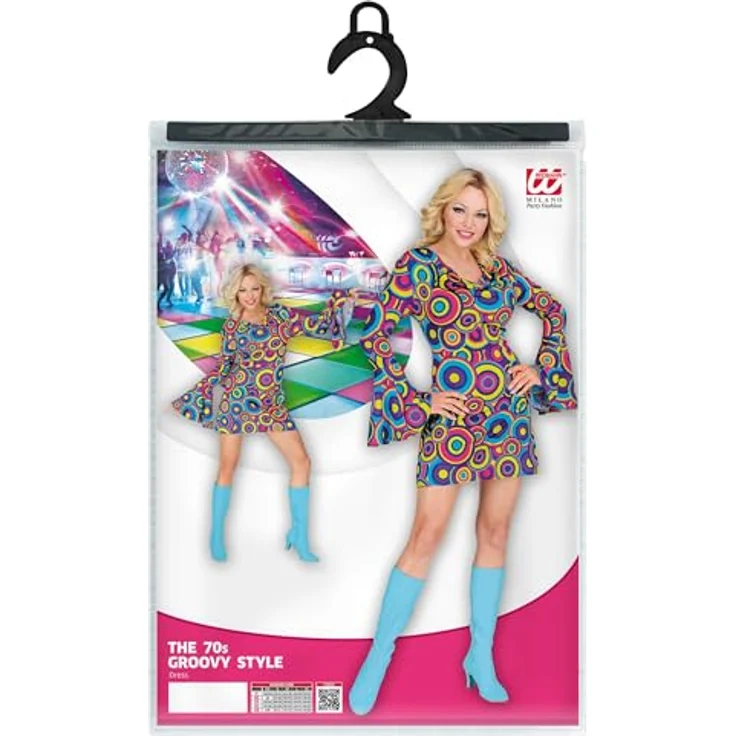 W WIDMANN MILANO Party Fashion 70er Jahre Kostüm, Kleid in XL mit Trompetenärmeln für Hippie, Reggae und Disco Fever – Bild 5