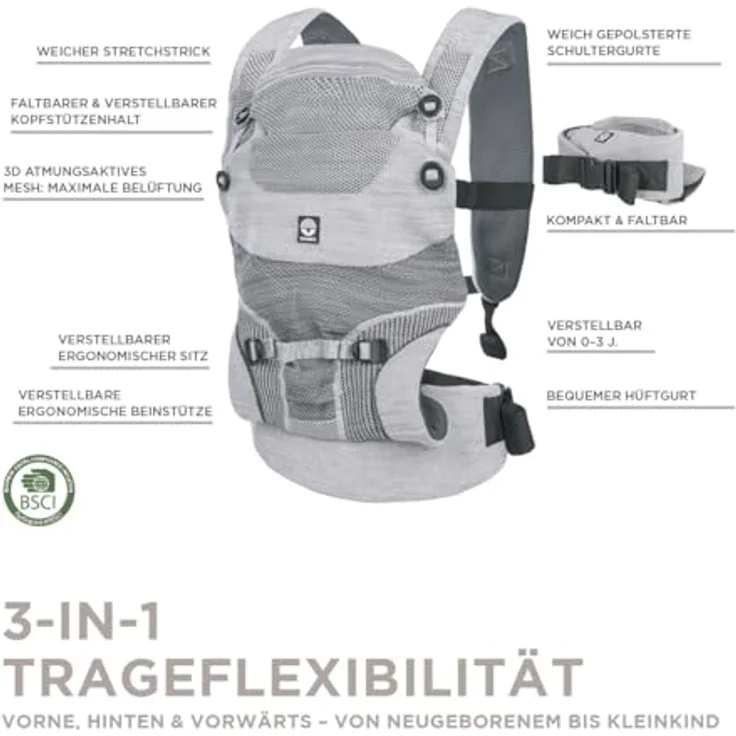 Dooky Babytrage Dooky Carrier Terra Nova, ergonomische Bauchtrage für Baby & Kind mit verstellbarem Sitz und drei Tragepositionen – Bild 5