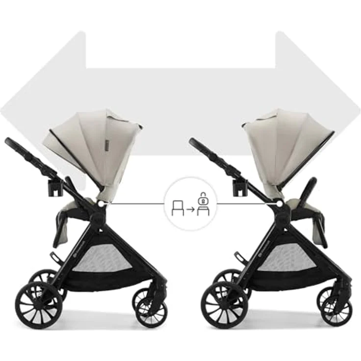 Kinderkraft VESTO 2 Buggy, wendbarer Sitz, Einhand Falten, Federung, große Räder, Travel System, Zubehör Set, Beige – Bild 4