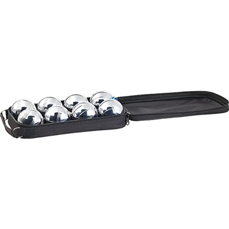 PEARL Boule Kugeln Set, 8 Metall-Kugeln mit Abstandsmesser und Tragetasche, ideal für Garten und Strand – Bild 5