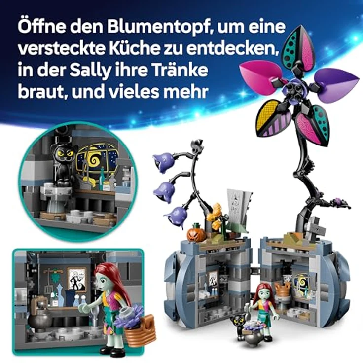 LEGO Disney Sallys Blumentopf (43288), 346-teiliges Bastelset für Kinder ab 9 Jahren, Höhe 27 cm, mit dekorativen Kunstblumen und internen Szenen aus "The Nightmare Before Christmas" – Bild 5