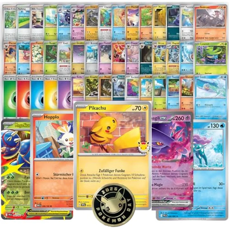 Coradoma 50 Pokémon Karten Deutsch - Originales Sammelkartenset 2026 mit 10 Holo-Karten und 1 Münze, ideal zum Sammeln und Spielen – Bild 1
