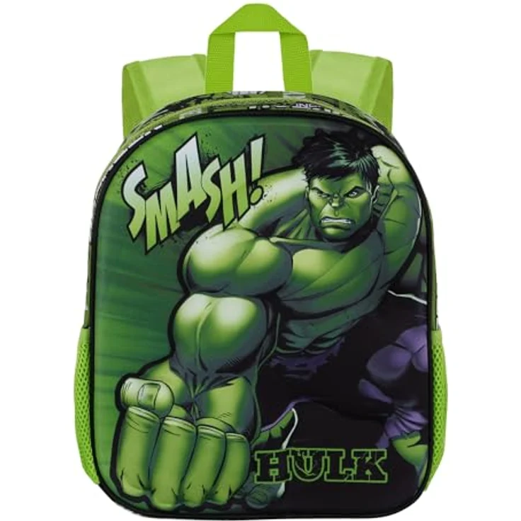 Marvel Hulk Superhuman-Kleiner 3D Rucksack, Grün, 26 x 31 cm, Kapazität 8,5 L, Vorschulrucksack mit 3D-Frontrelief – Bild 2