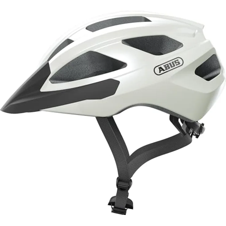 ABUS Rennradhelm Macator - sportiver Fahrradhelm für Einsteiger - auch für Zopfträger/-innen - für Damen und Herren - Weiß Glänzend, Größe L