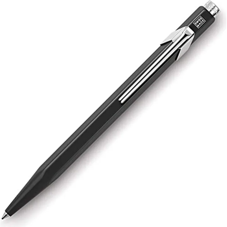 Caran d'Ache 849 Classic, Kugelschreiber im sechseckigen Aluminiumdesign mit schwarzem Etui, nachfüllbar mit Goliath M-Tintenpatrone