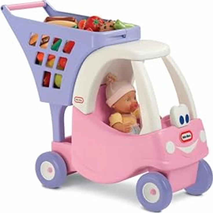 Little Tikes Princess Cozy Coupe Shopping Cart, interaktiver Einkaufswagen mit viel Stauraum, für drinnen und draußen, pastellfarben – Bild 4