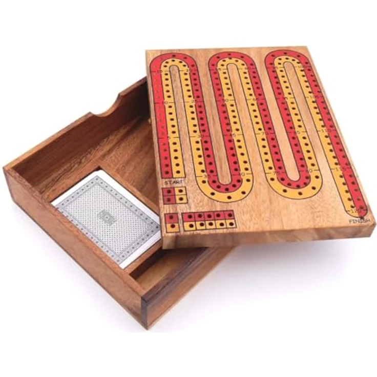 ROMBOL Cribbage, Holzbox mit Zählschlange, Kartenspiel für zwei Spieler – Bild 5