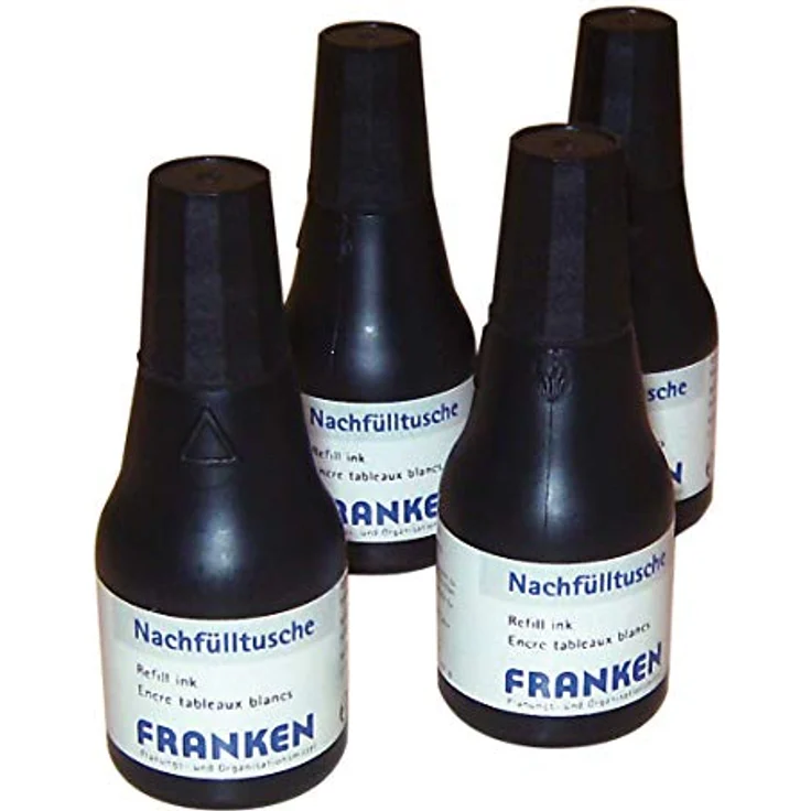 FRANKEN Füllhalter, Tinte für Tafelschreiber & JumboMarker, 100 ml, schwarz, 4x 25 ml Packung – Bild 2