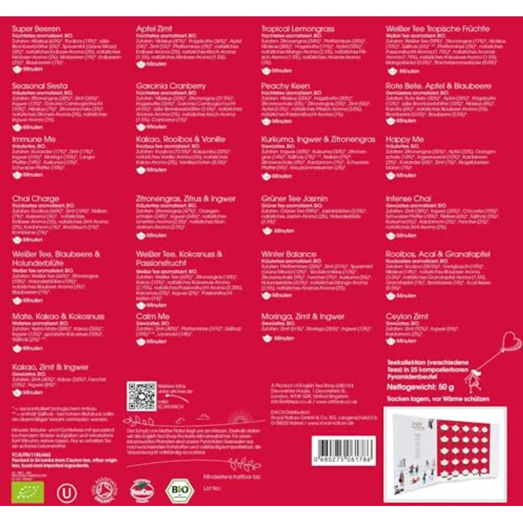 English Tea Shop ETS - Premium Tee Adventskalender "Red Christmas", 25 BIO Tees in Teepyramiden, 24+1 Gourmet-Sorten – Bild 8