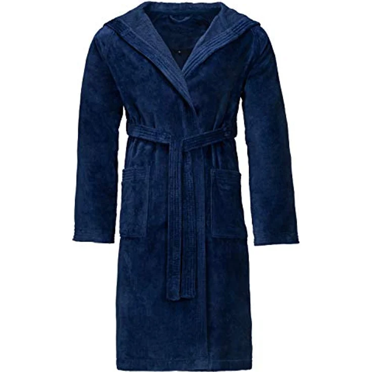 Vossen Texas Kurzmantel mit Kapuze, unisex Bademantel aus 100% Baumwolle, Schwarz, für alle Jahreszeiten – Bild 2