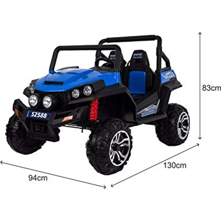 Beneo Kinder-Elektroauto RSX, blau - 2x12V, 4 X MOTOR, 2,4 GHz Fernbedienung, Zwei Kunstledersitze, Weiche EVA Räder, FM Radio, Bluetooth – Bild 3