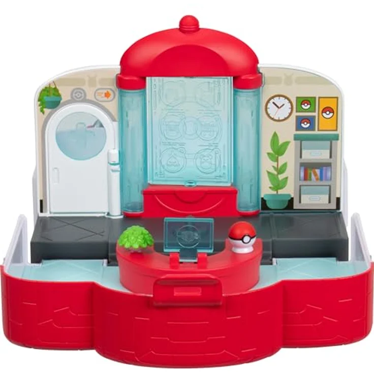 Jazwares Pokémon Center Playset - Squishalongs mit 4 Mini-Squish Figuren, tragbar und mit umklappbarem Heilbildschirm – Bild 6