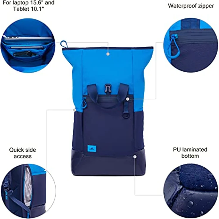 Rivacase ultraleichter Reiserucksack 30L für Laptop bis 17.3 Zoll - Rucksack für Damen und Herren - wasserdichter Sporttasche für Reisen und Arbeit – Bild 4