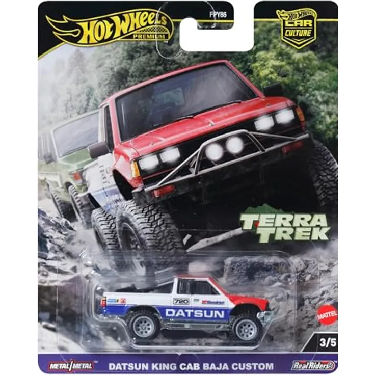 Hot Wheels Datsun King Cab Baja HRV71, 1:64 Modellfahrzeug aus Druckguss, Offroad-Design