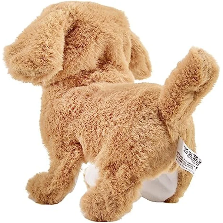 Winfried Kögler GmbH Laufender Hund mit Sound Kuscheltier aus Plüsch - Stofftier Plüschtier, Beige, mit Sound, inkl. 2 x AA Batterien – Bild 4