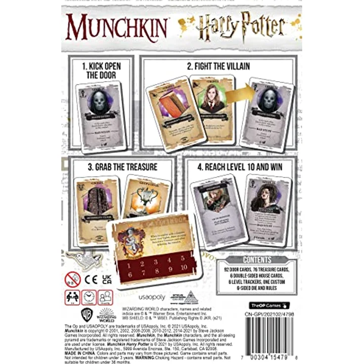 The OP USAopoly - Munchkin Deluxe Harry Potter Card Game - Offiziell Lizenziertes Harry Potter Merchandise & Munchkin Spiel - Für 3-6 Spieler - Ab 11 Jahren - Englisch - Preisvergleich – Bild 3