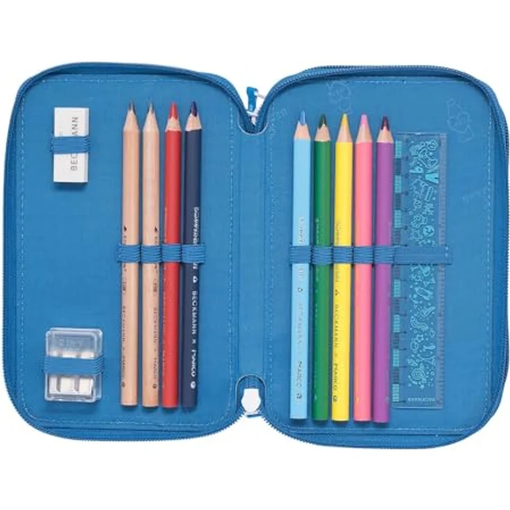 Beckmann Norway Federmäppchen 3-fächrig, Federmappe mit Inhalt, blau – Bild 2