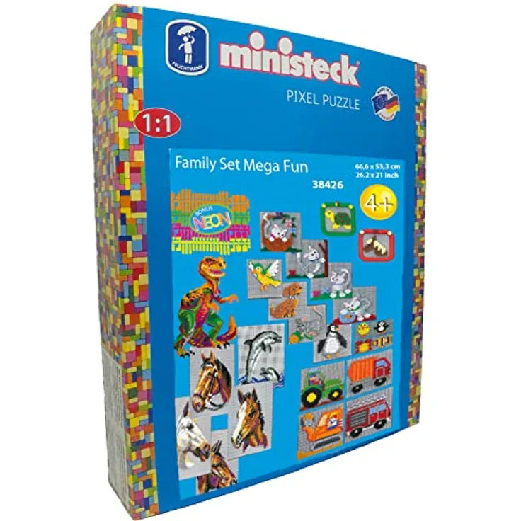 Feuchtmann Ministeck 38426 - Family Set ca. 3.900 Teile, unzählige Mosaikmotive, Steckspaß für Kinder und Erwachsene, kreatives Spielen