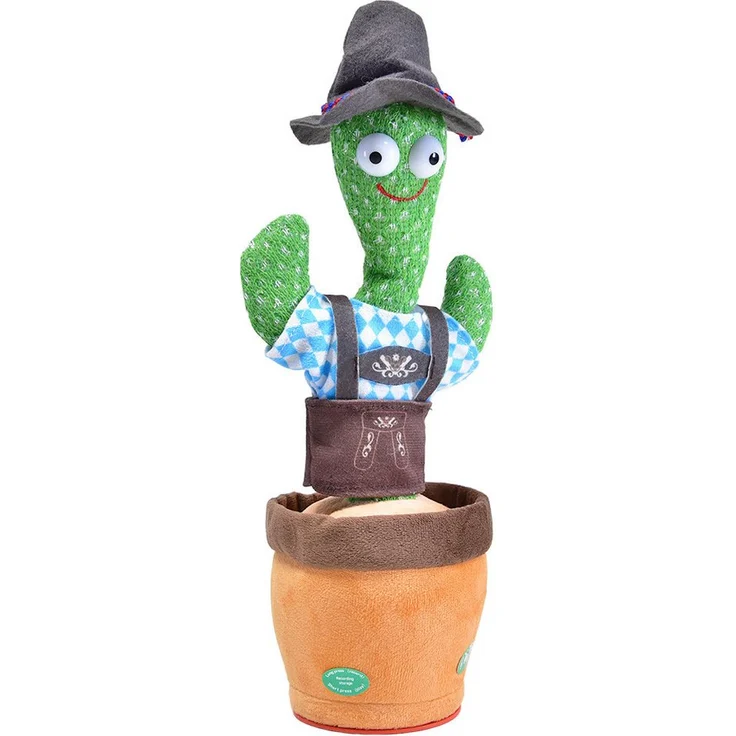 Kögler Kuscheltier tanzender Kaktus "Oktoberfest, Festzelt" Labertier mit Sprachaufzeichnungs-Funktion, bunt leuchtend, 36 cm