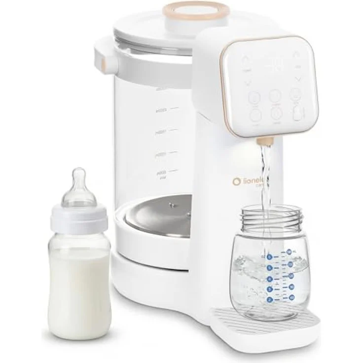 Lionelo Babypresto 2.0 Fläschchenzubereiter, Milchzubereiter und Flaschenwärmer mit 40-100 °C, UV-Hygiene, 30-300 ml Dosierung, 3 L Glasbehälter, LED-Display, Touch-Sperre – Bild 1