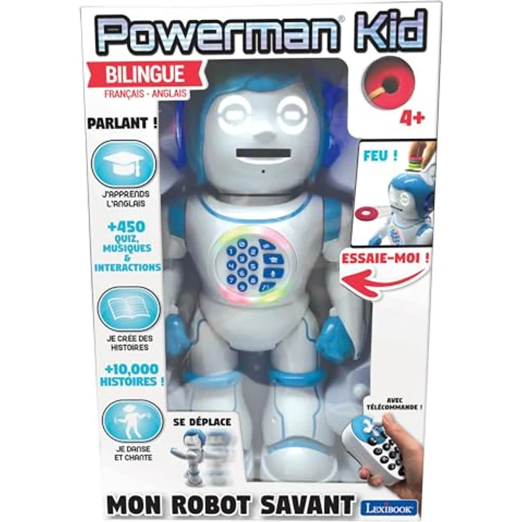 Lexibook Powerman Kid ROB90FR – Zweisprachiger Lernroboter, programmierbar, Tanz- und Musikfunktionen, 450+ Lernquiz und Geschichten, mit Fernbedienung und Schaumstoffscheiben – Bild 5