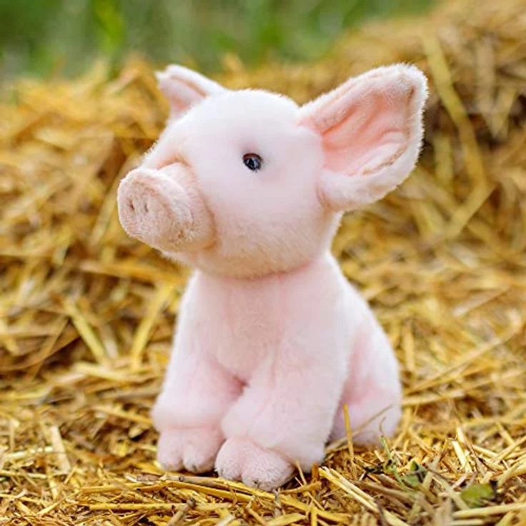 One for Fun Plüsch-Schwein Piggy, hochwertiges Kuscheltier mit realistischen Details und Miniaturbuch über das Tier – Bild 4
