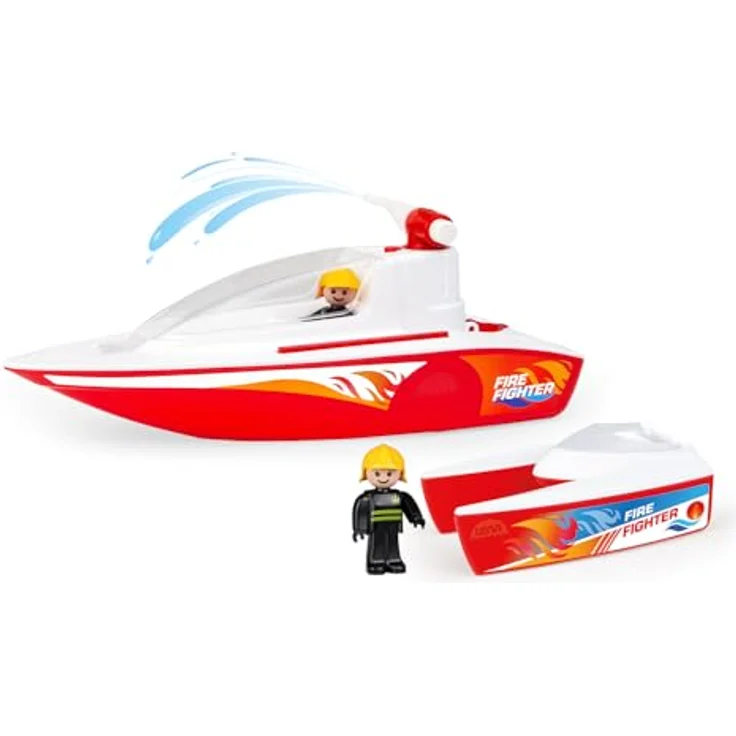 Lena Set BOAZZ und Boaties Feuerwehrboot 41 cm, Spritzfunktion und Zwei Spielfiguren, Indoor und Outdoor geeignet, ab 2 Jahren, in Buntem Schaukarton – Bild 3