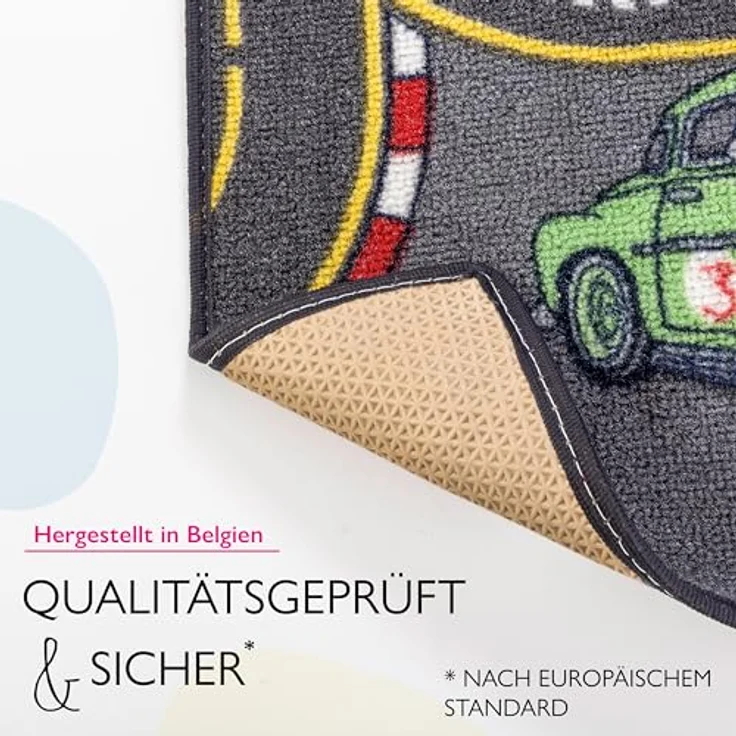 Carpet Studio Kinderteppich Racer, Spielteppich für Kinderzimmer 140x200cm, Antirutsch, 30°C waschbar, handgebunden, farbenfrohes Design – Bild 5