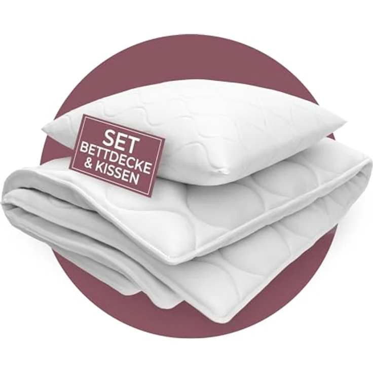 EVAN BROWNS® Bettdecke 135x200 Set mit Kissen - atmungsaktiv und pflegeleicht, Kinderbettwäschen, weiß – Bild 1