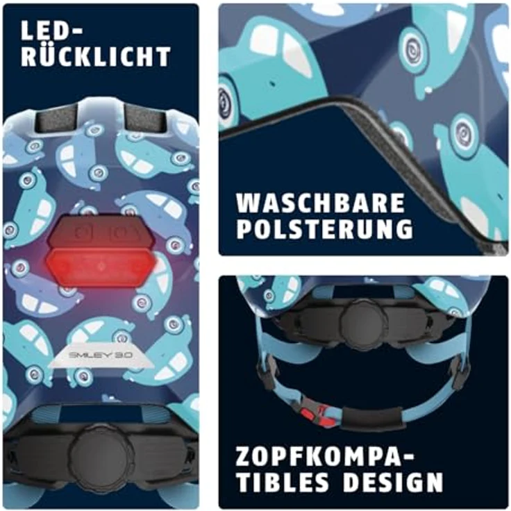 Abus Smiley 3. 0 LED Helm Blue Car – Bild 6