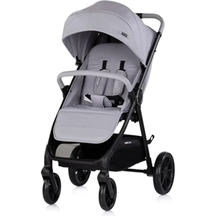 Chipolino Ultera Buggy, klappbarer Kinderwagen mit Federung, 5-Punkt-Gurt und Hinterradbremse, hellgrau – Bild 2
