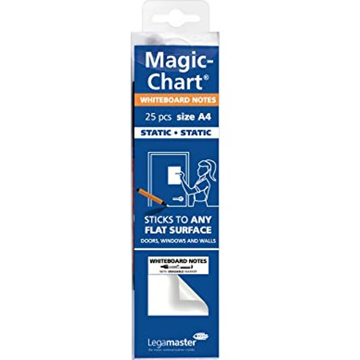 Legamaster Magic-Chart Flipchart Notes - statisch selbsthaftend - weiß mit Raster - inkl. 1 Permanentmarker - 25 DIN A4-Blätter – Bild 2